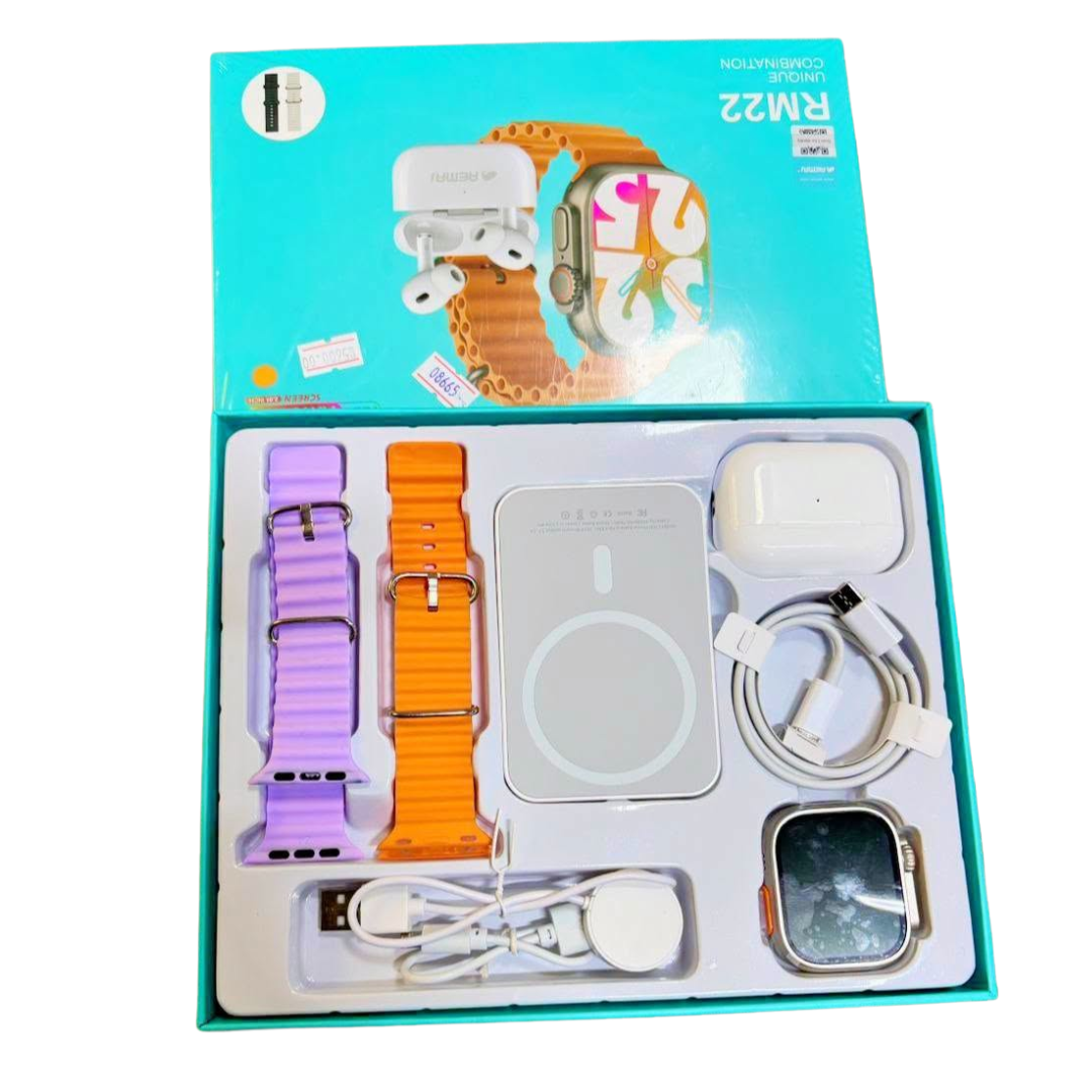REMAI RM22 Smart watch, Air pods & Mag safe power bank combo pack